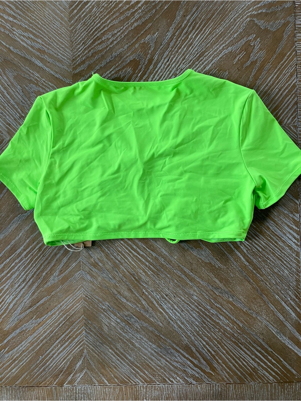 NWT SKIMS Neon Green Swim Ruched T Shirt Top Only (M) - Picture 6 of 9